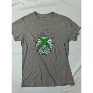 Xbox Mens Small Gray Graphic T Shirt Green Logo Microsoft Gaming Gamer Tee